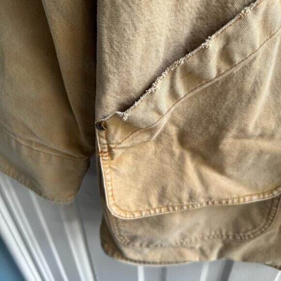 Woolrich Vintage 90s Leather Collar Wool Blanket Lined Chore Barn Coat - Picture 5 of 11